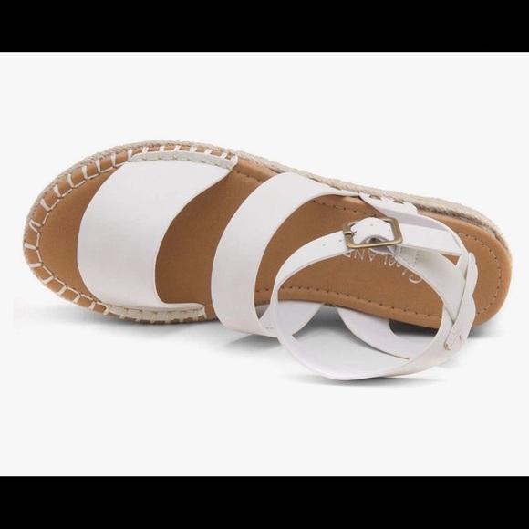 White Platform Wedge Sandals with Ankle Strap - Picture 3 of 4